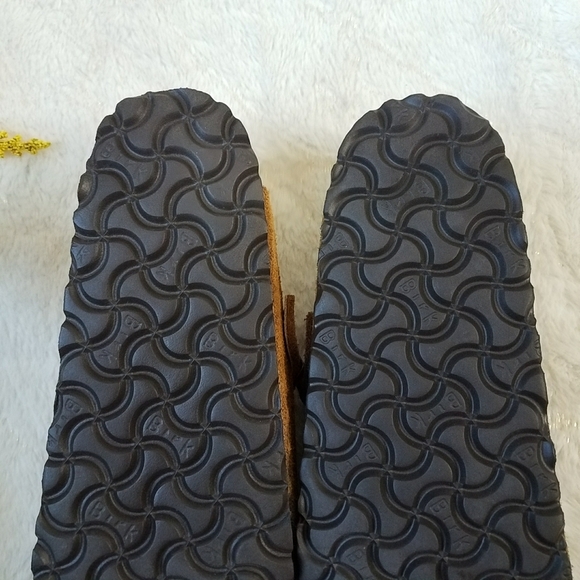 Birkenstock Suede Boston Clogs in Shearling in Mink Natural - Picture 6 of 12